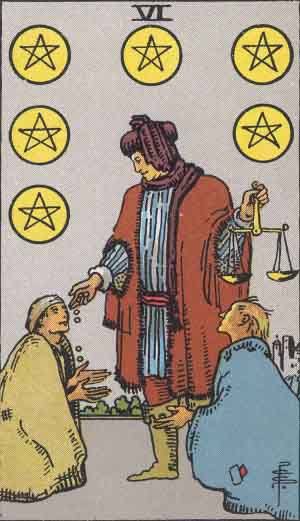 Tarot card - The Six of Pentacles