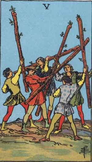 Tarot card - The Five of Wands